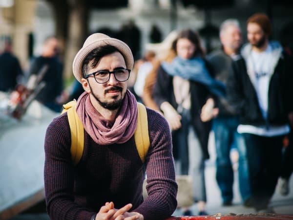 man with hipster fashion